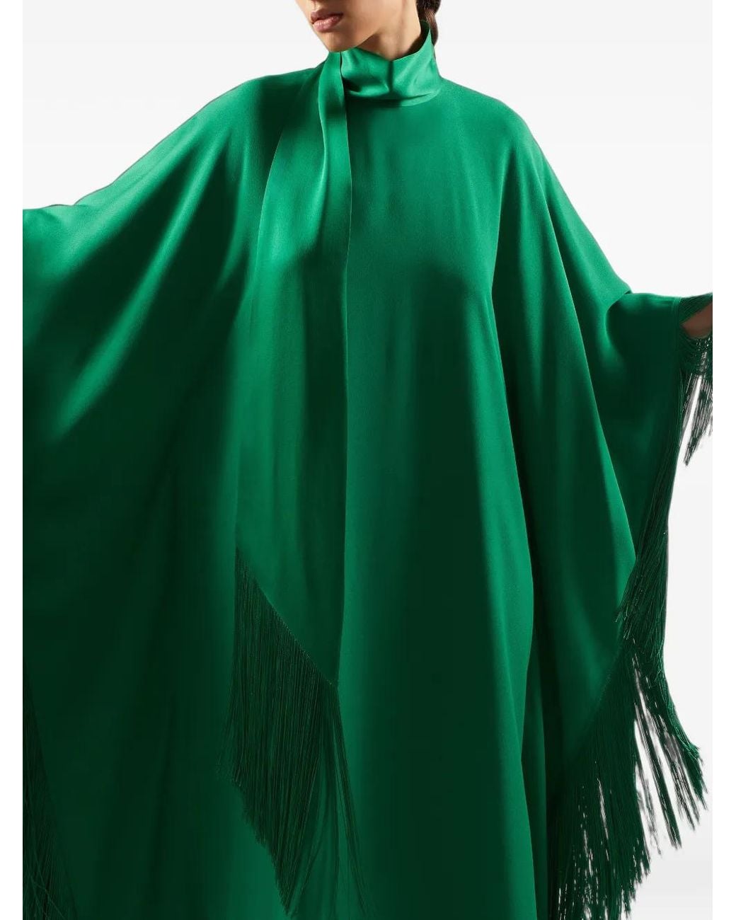 Taller Marmo Green Mrs Ross Fringed Maxi Kaftan Dress