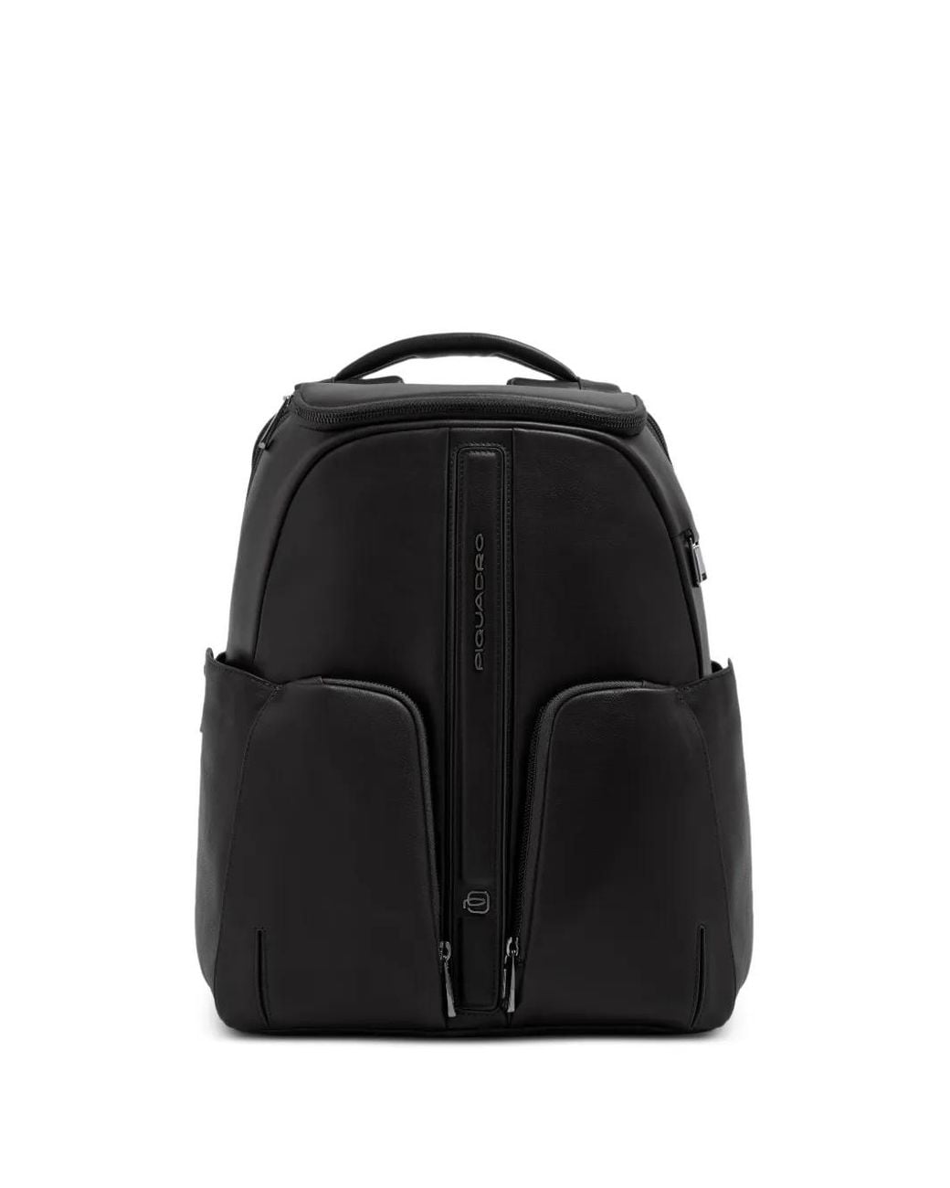 Piquadro Black Logo-Plaque Leather Backpack for men