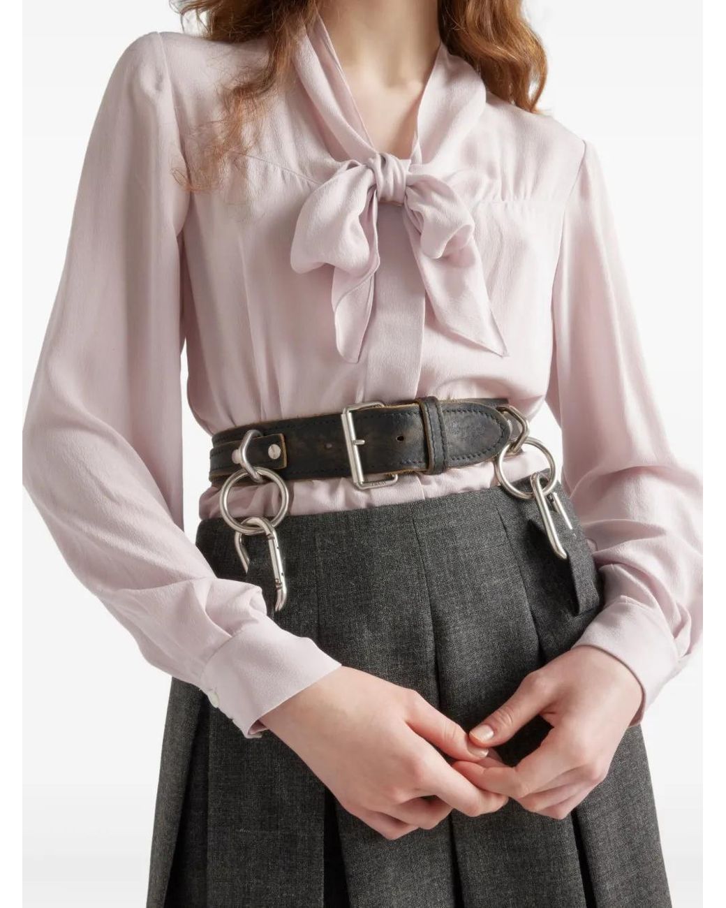 Chemise En Crêpe Marocain Prada en coloris Pink