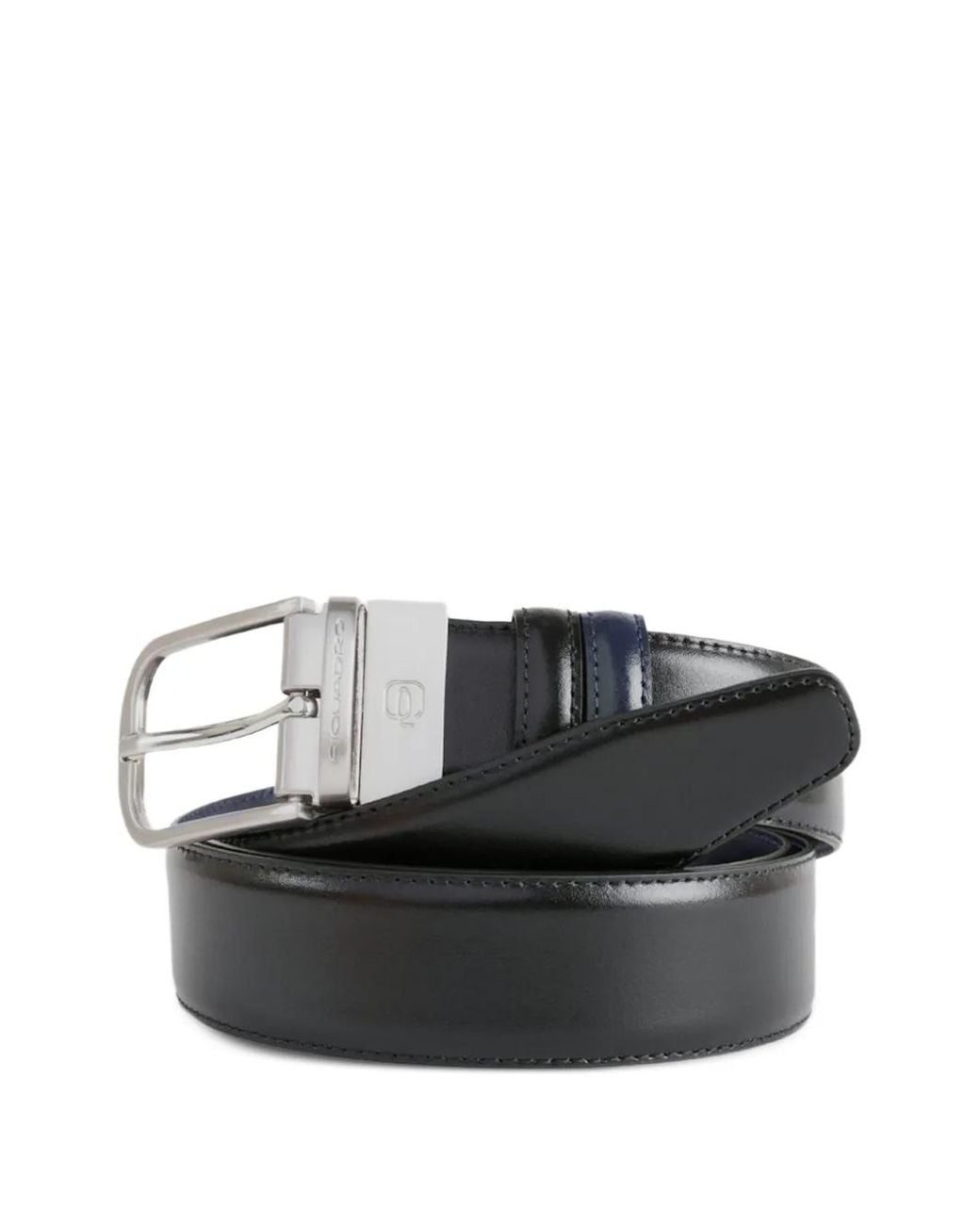 Piquadro Black Prong-Buckle Leather Belt for men
