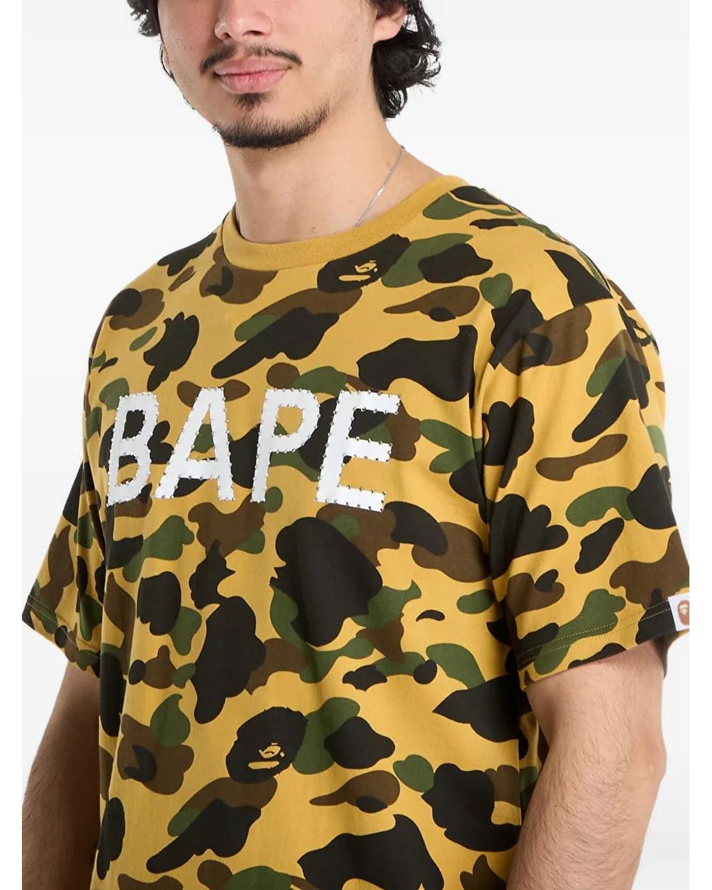 A Bathing Ape Yellow Camouflage Rhinestone T-Shirt