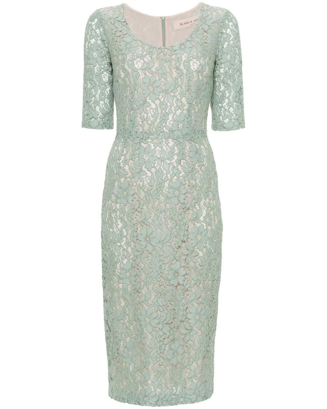 Blanca Vita Green Alnus Lace Midi Dress