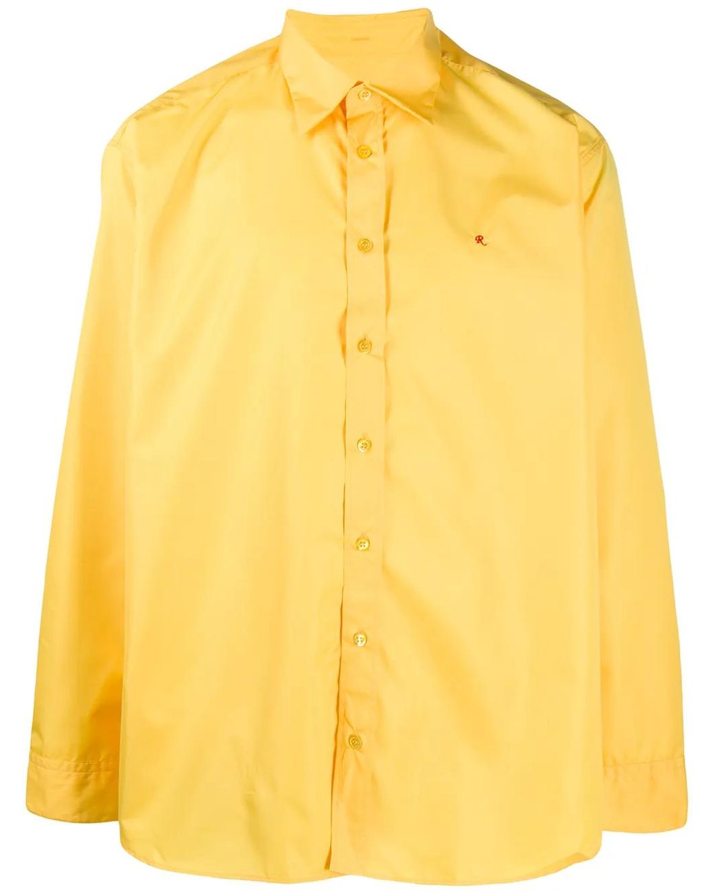 Raf Simons Yellow Embroidered Logo Buttoned Shirt for men