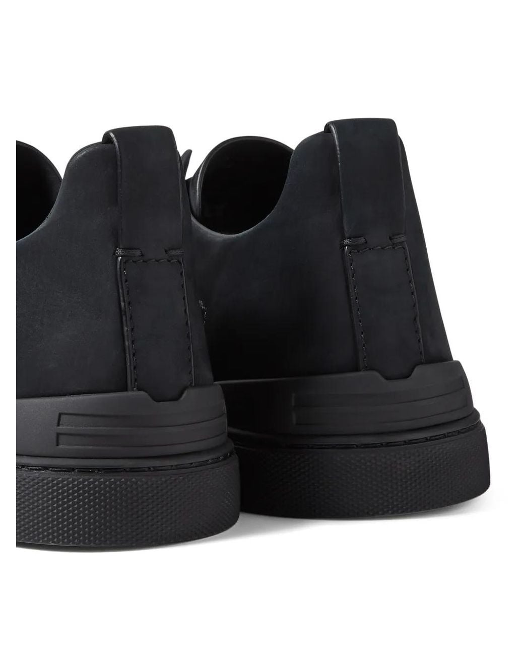 Zegna Black Triple Stitch Secondskin Sneakers for men