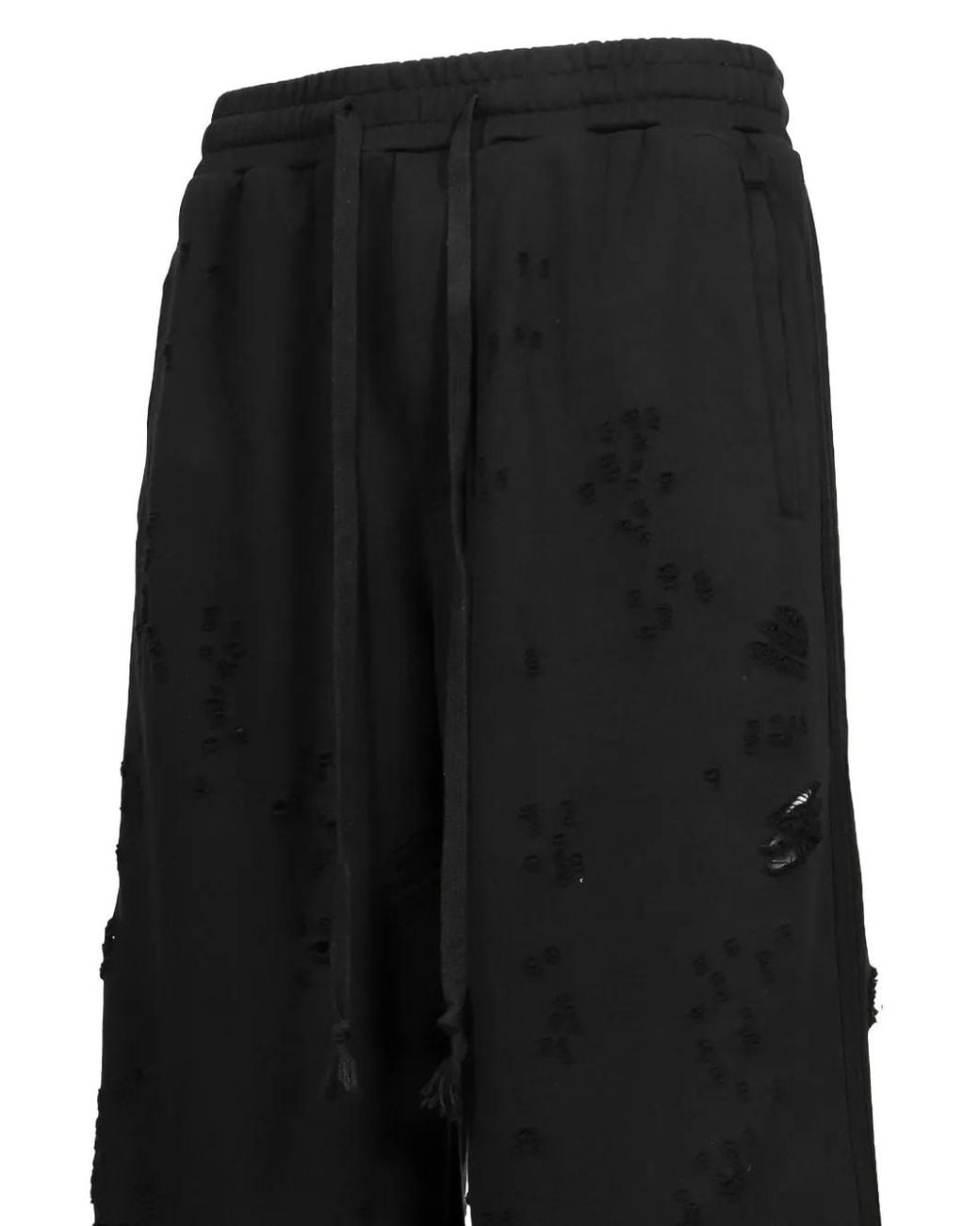 Troubled Waters Black Distressed Track Pants for men