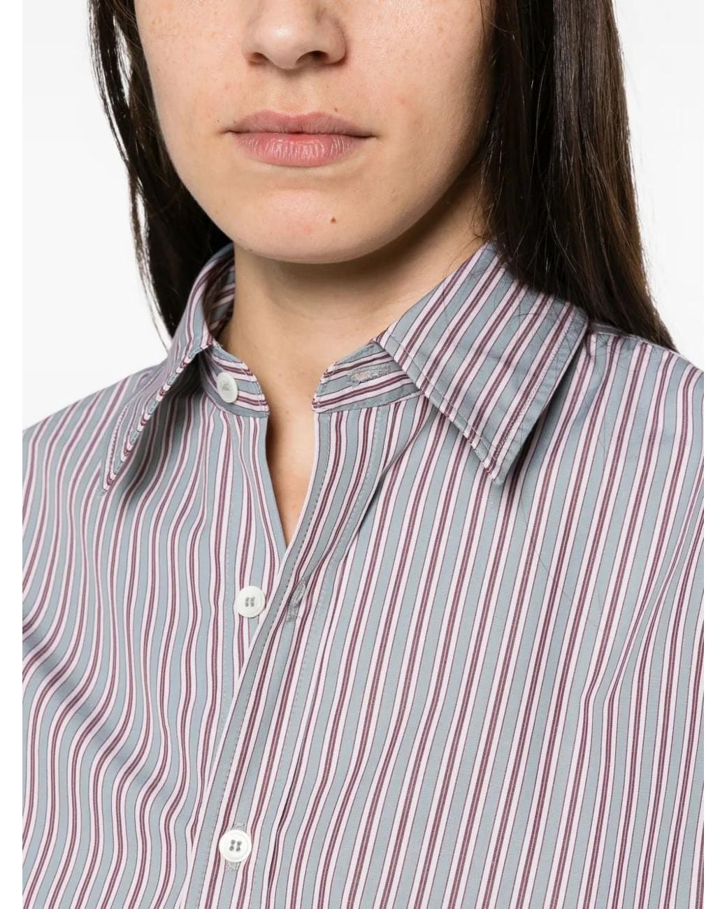 A.P.C. Gray Kayla Striped Shirt