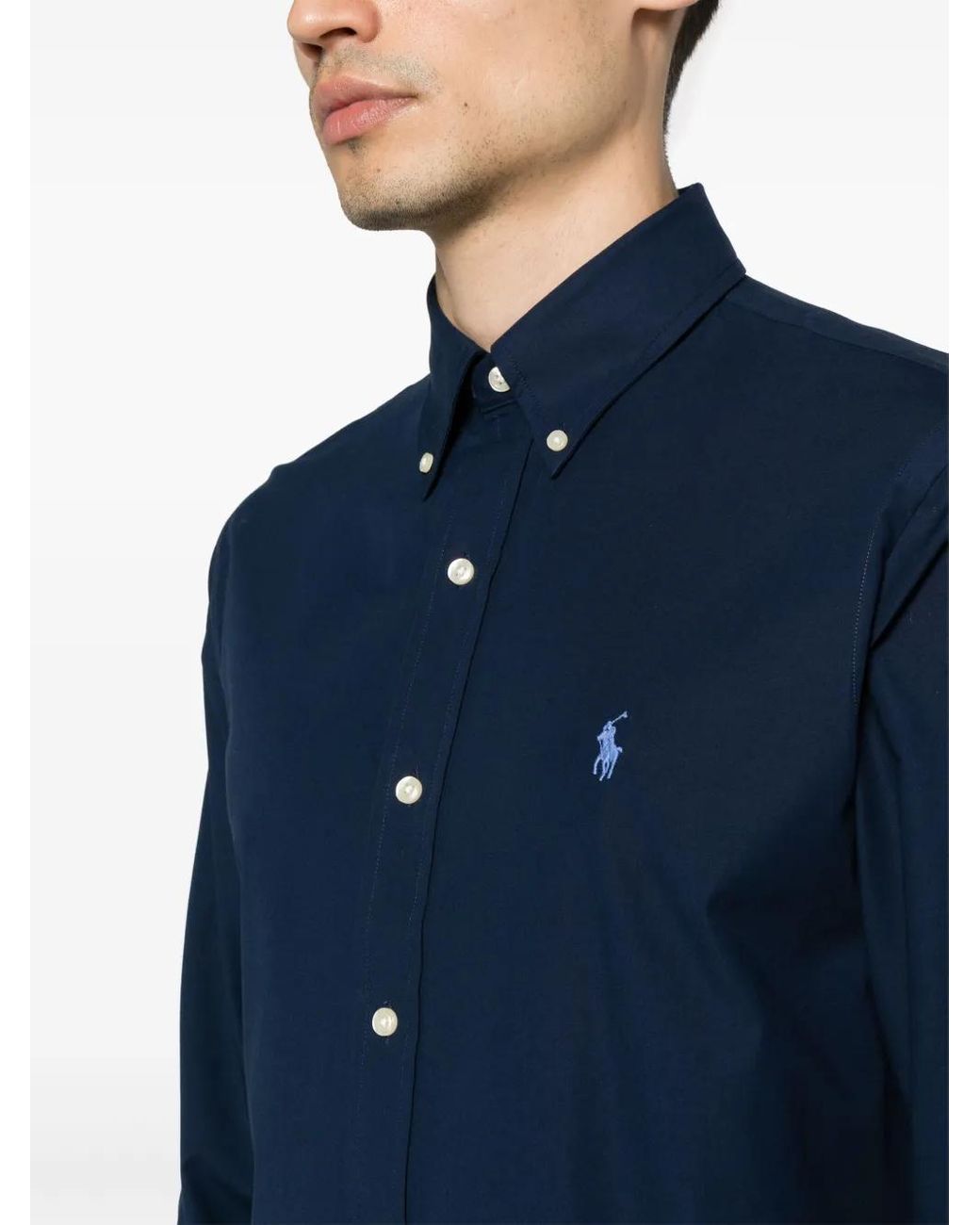 Polo Ralph Lauren Blue Slim-Fit Stretch Poplin Shirt for men