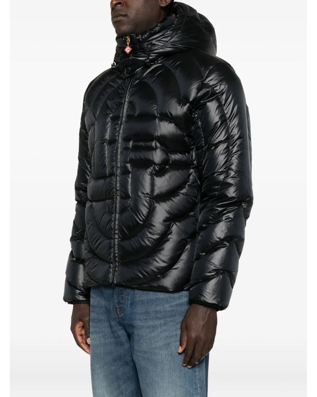 Casablanca Black Quilted Nylon Down Jacket With Monogram for men
