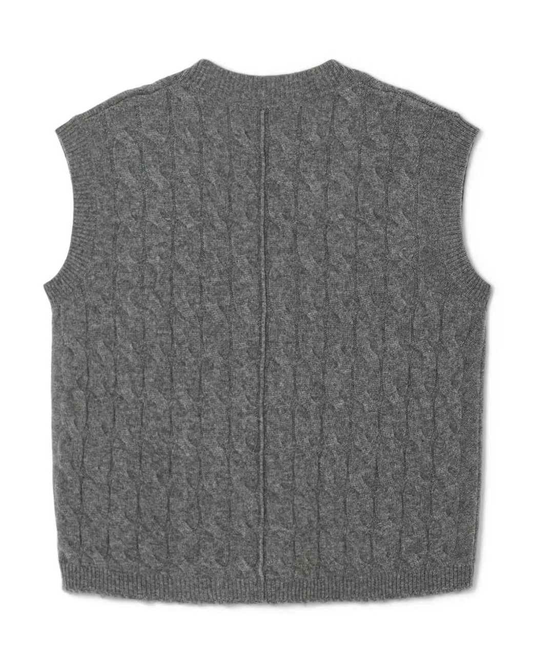 Re/done Gray Cable-Knit Cashmere Vest