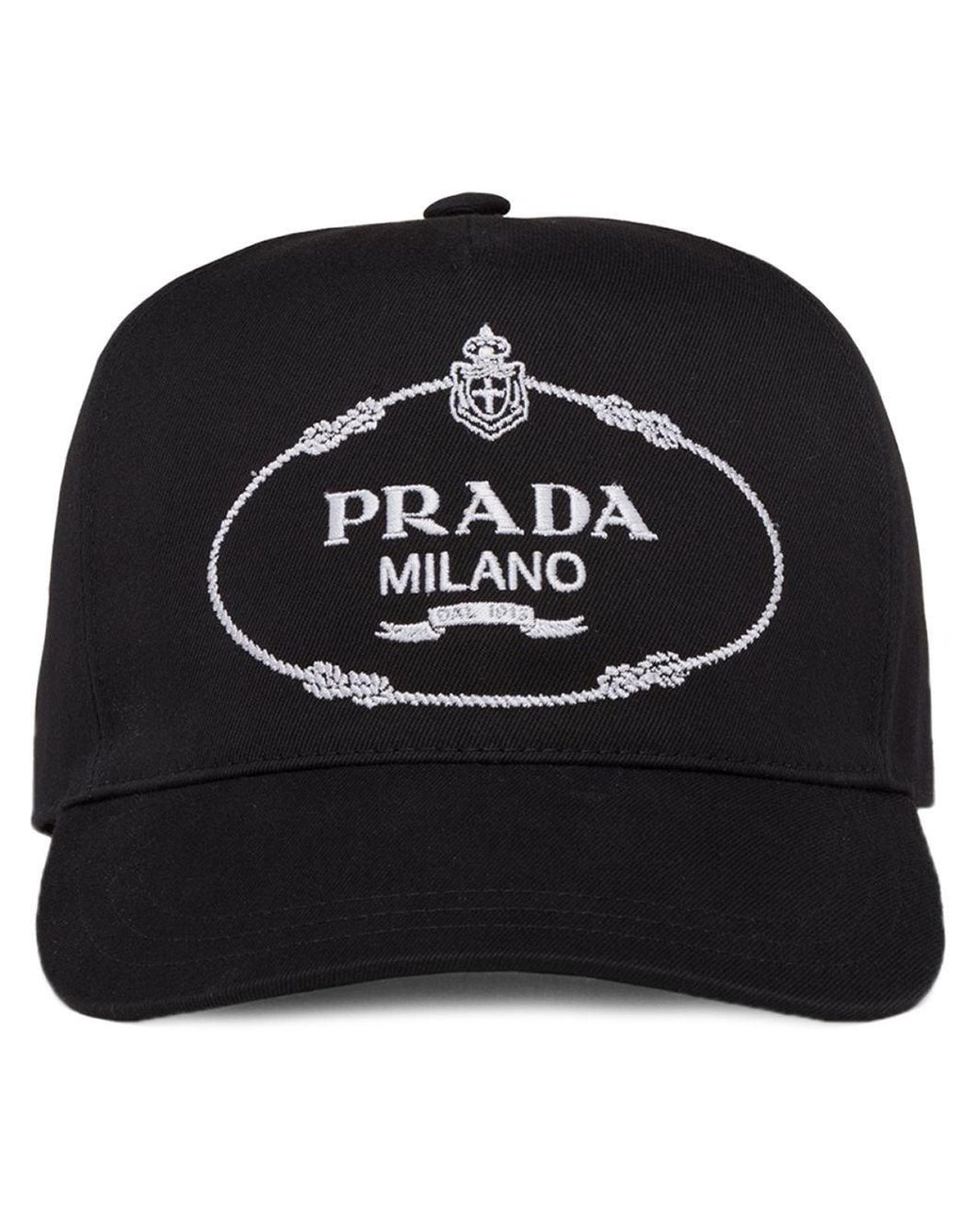 Prada Embroidered Logo Baseball Cap in Black | Lyst Canada