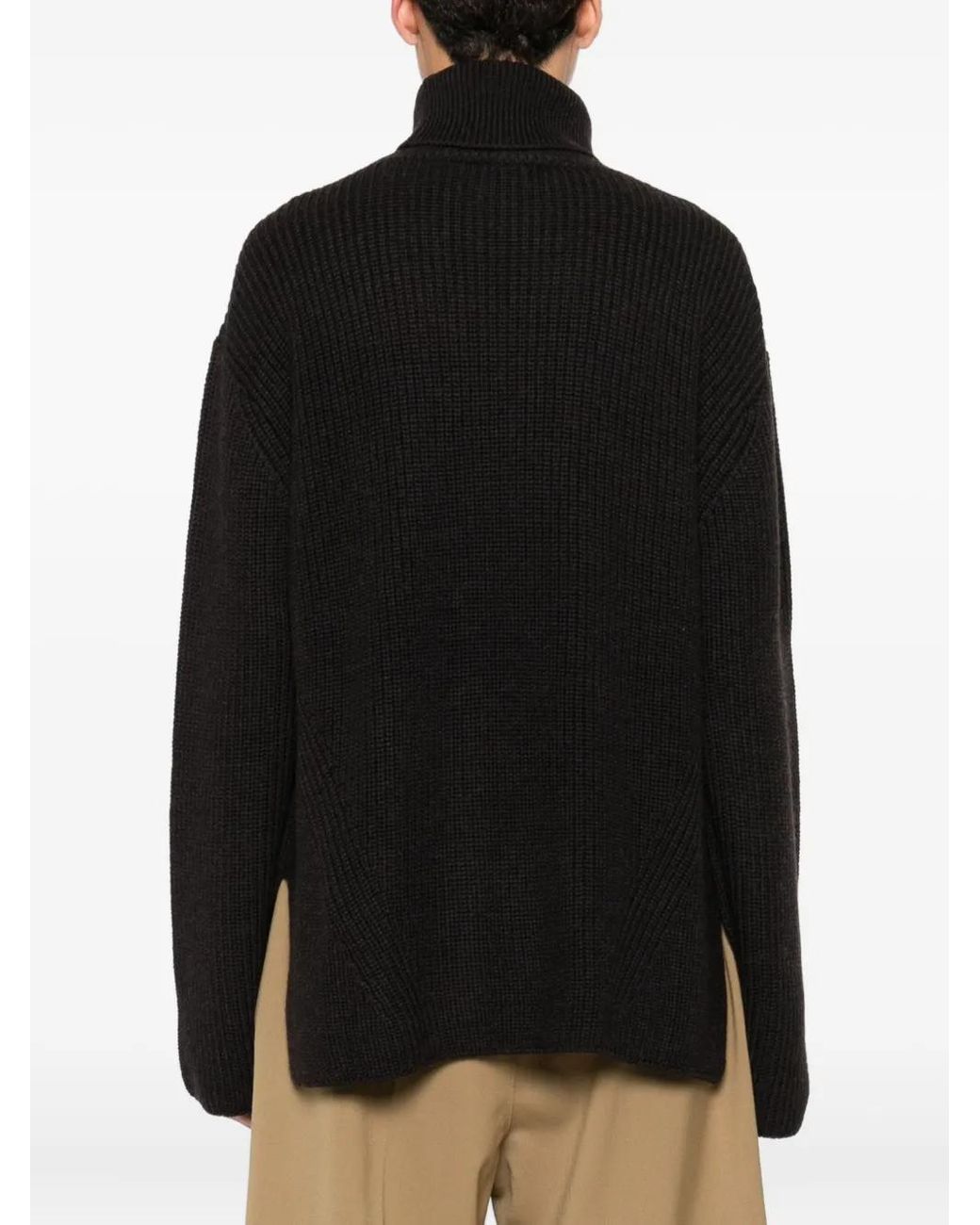P.A.R.O.S.H. Black High-Neck Ribbed Sweater