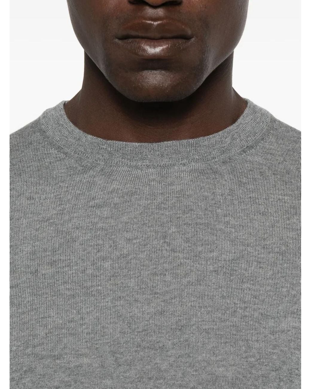 Canali Gray Round-Neck Wool T-Shirt for men