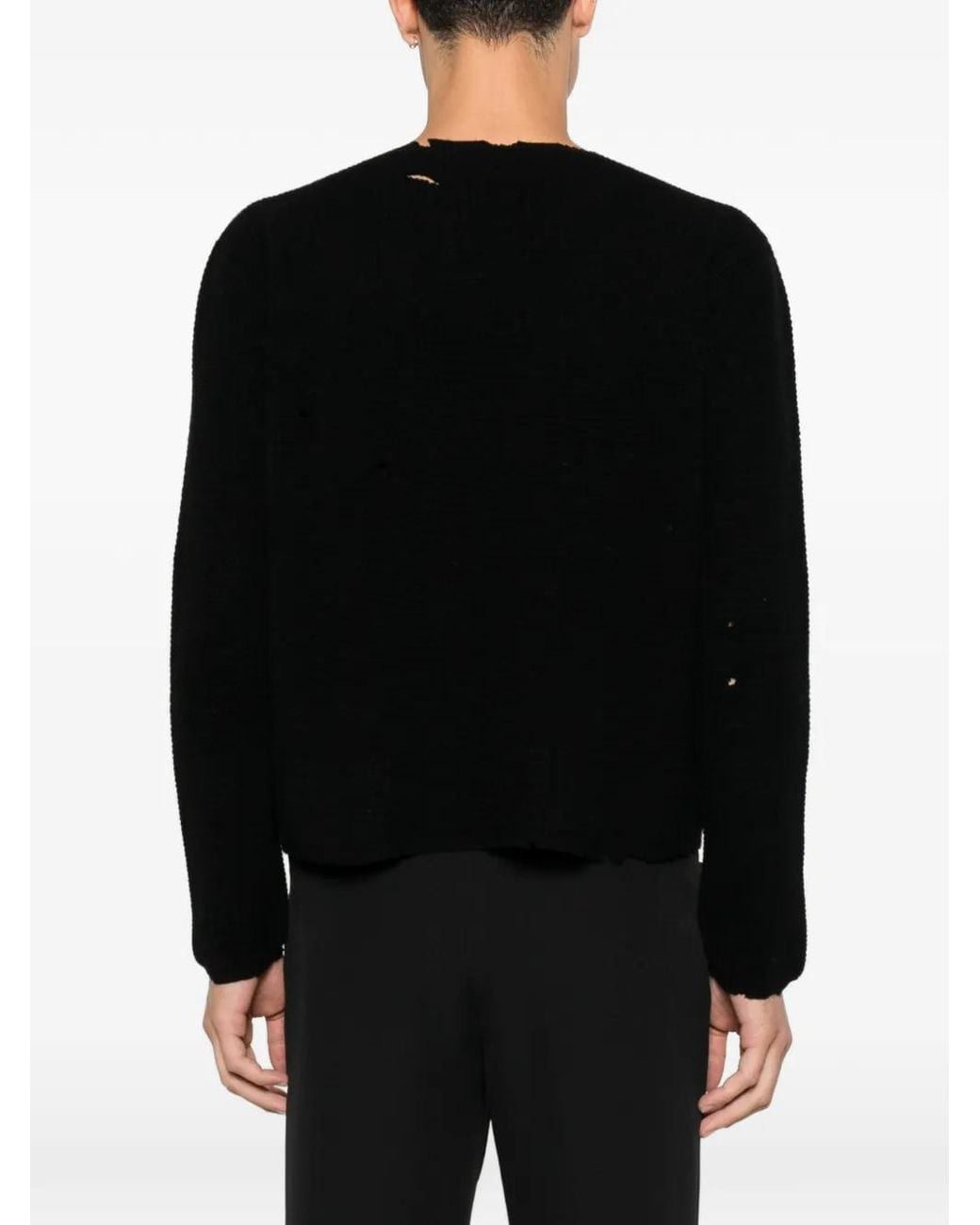 Second/Layer Black Distressed Sweater for men