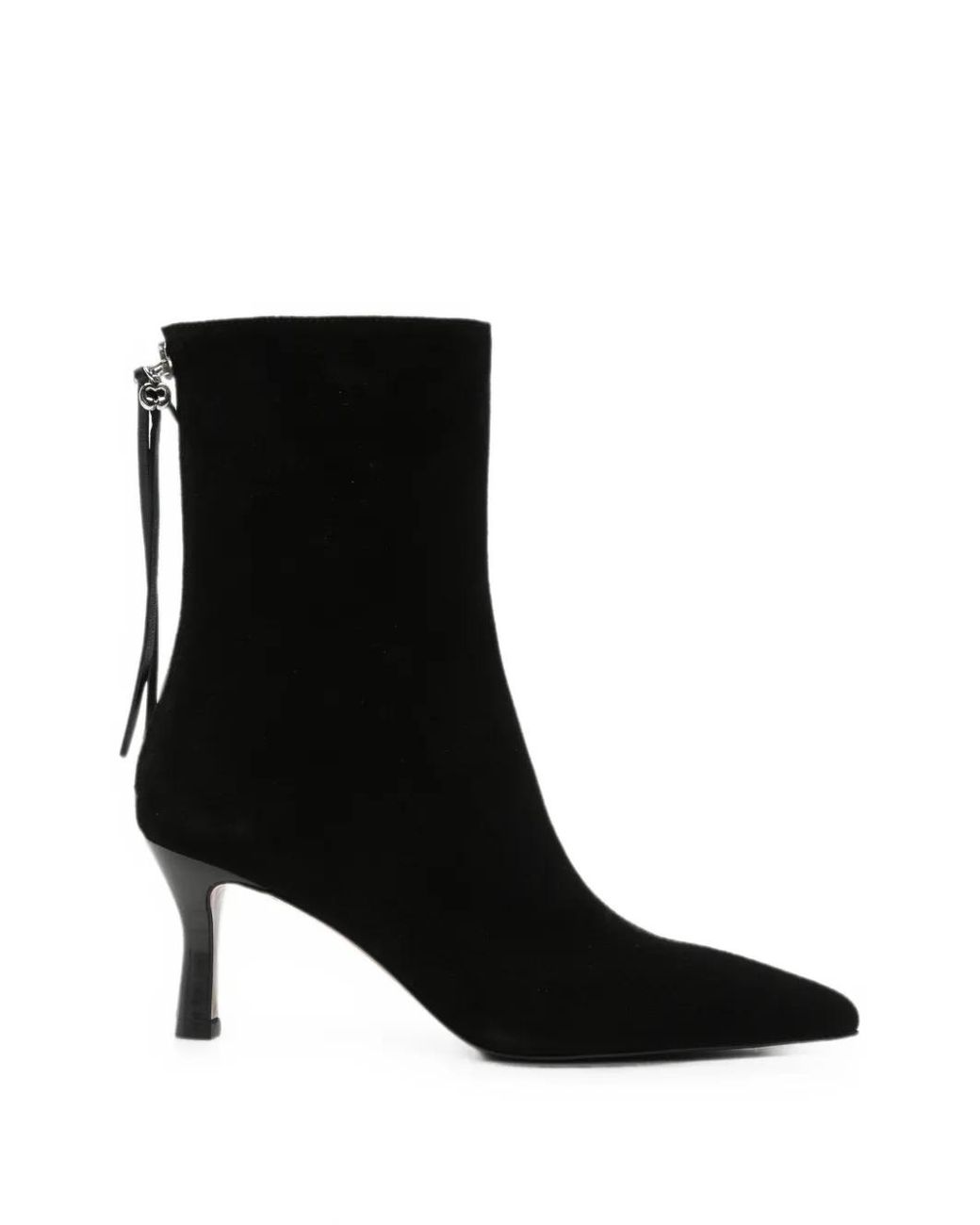 Maje Black Pointed-Toe Rear-Zip Ankle Boots