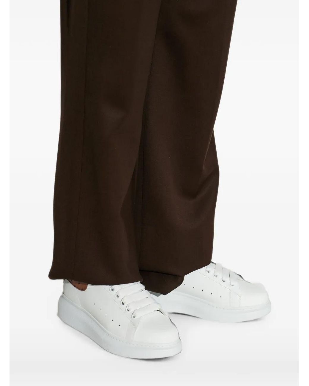 McQueen White Ostrich-Effect Oversized Sneakers