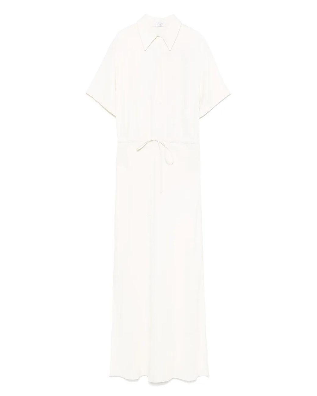 Brunello Cucinelli White Short-Sleeves Maxi Dress