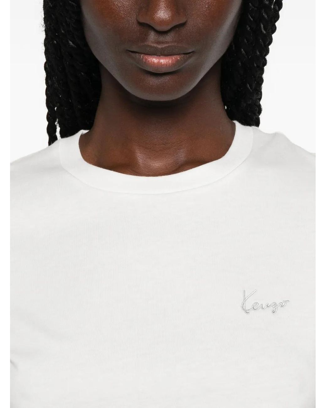 KENZO White Logo-Embroidered T-Shirt