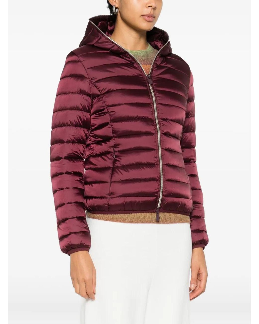 Save The Duck Red Alexis Quilted Hooded Jacket