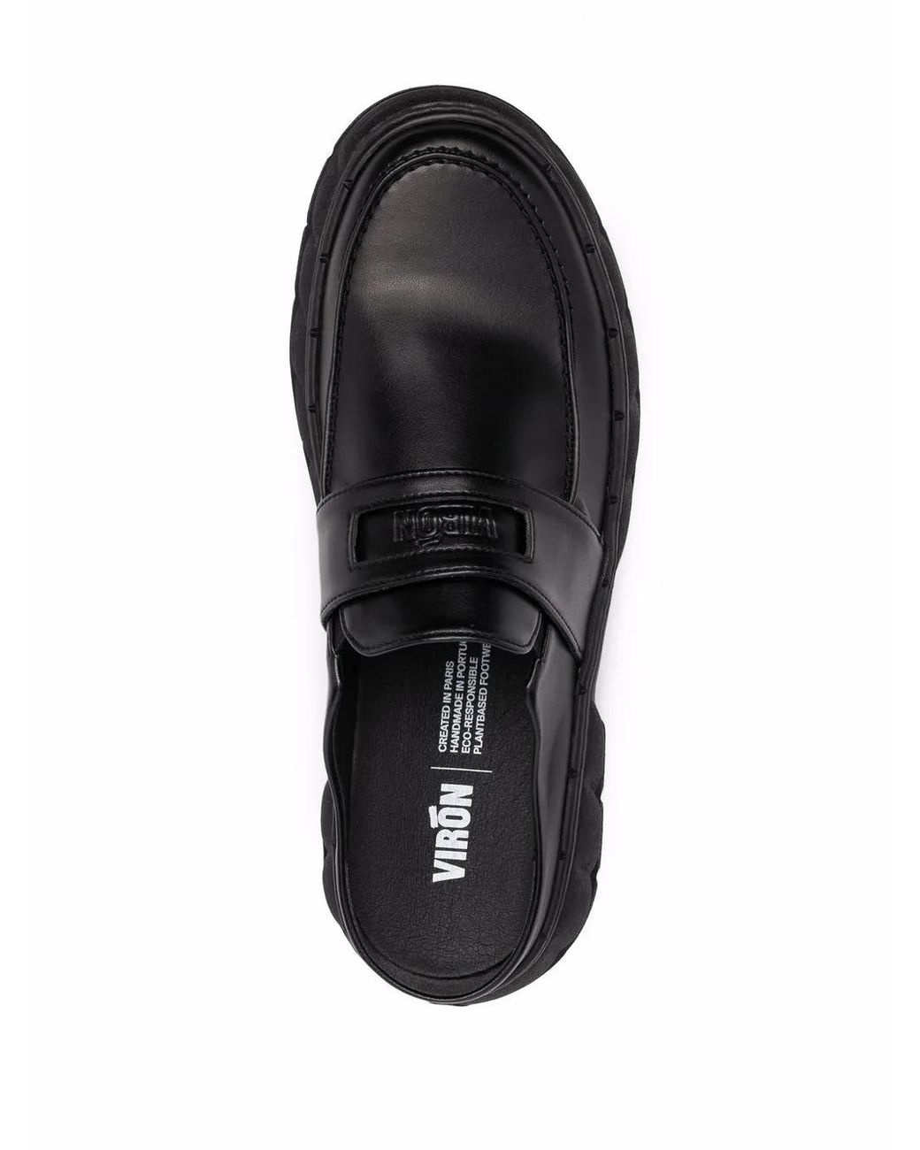 Viron Black Backless Chunky-Sole Loafers for men