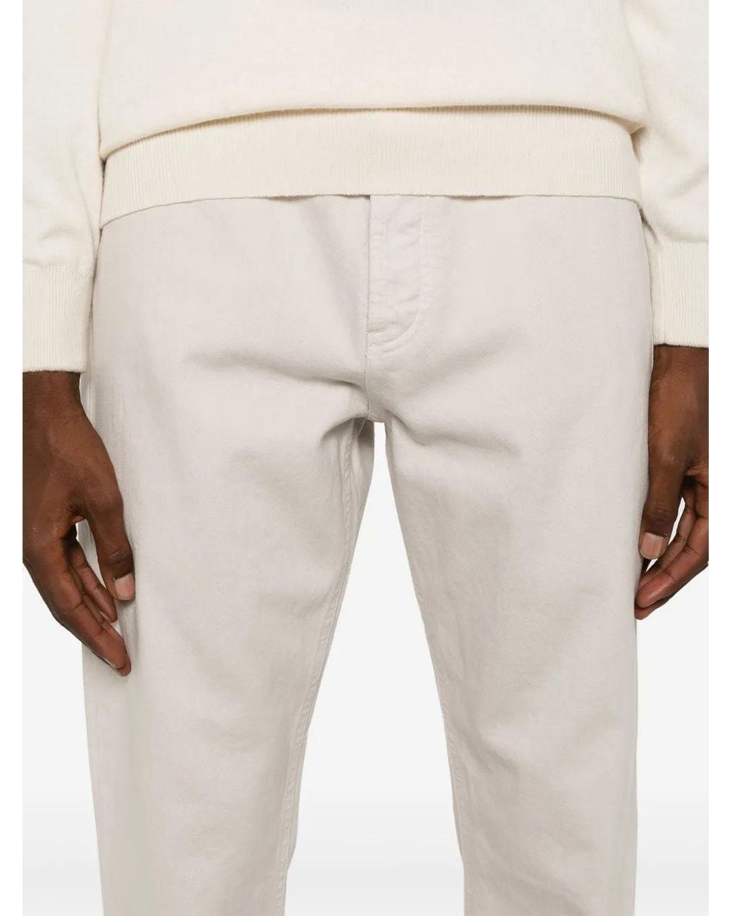 Brunello Cucinelli White Logo-embroidered Jeans for men
