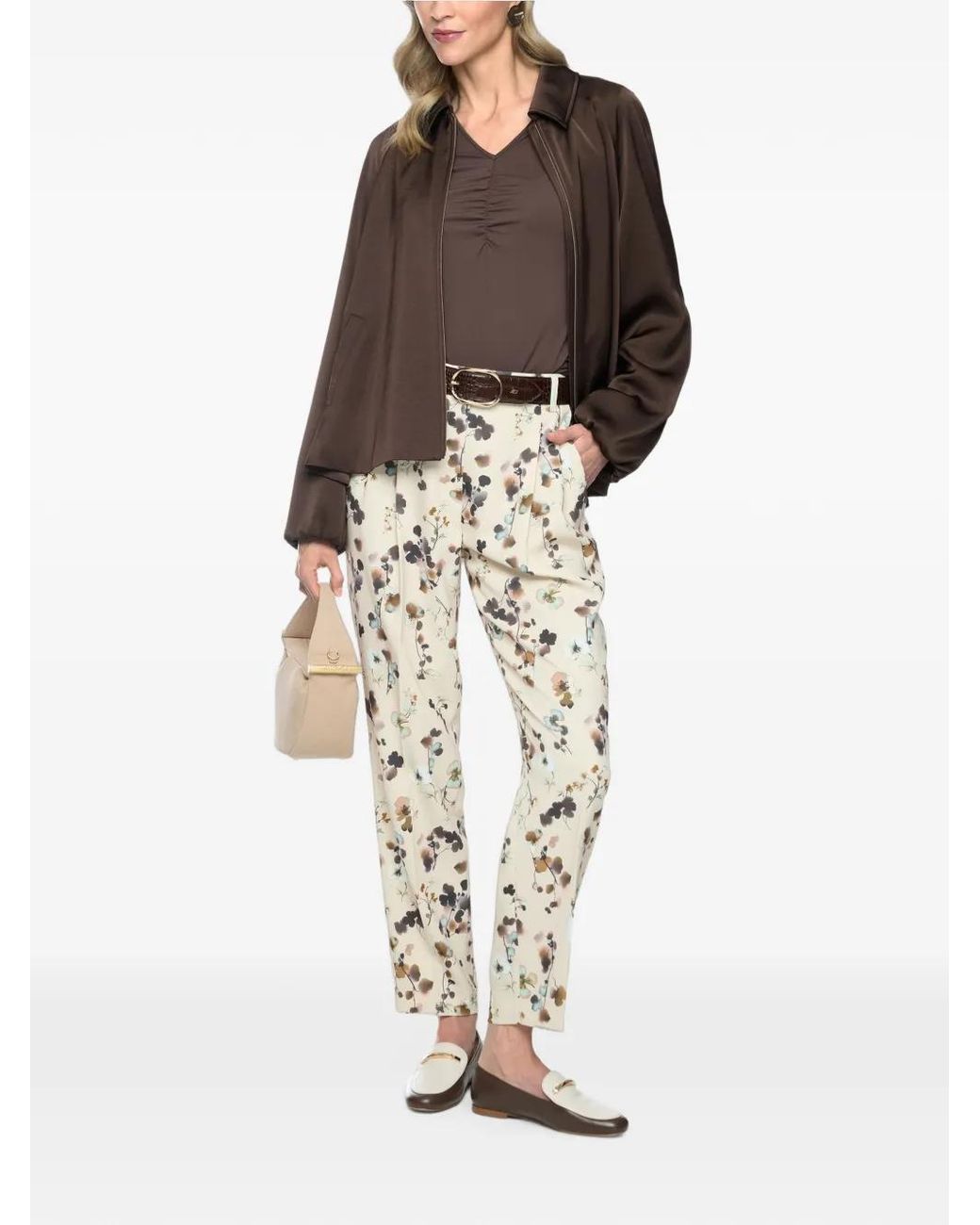 Marc Cain Brown Zip-Up Raglan-Sleeve Jacket