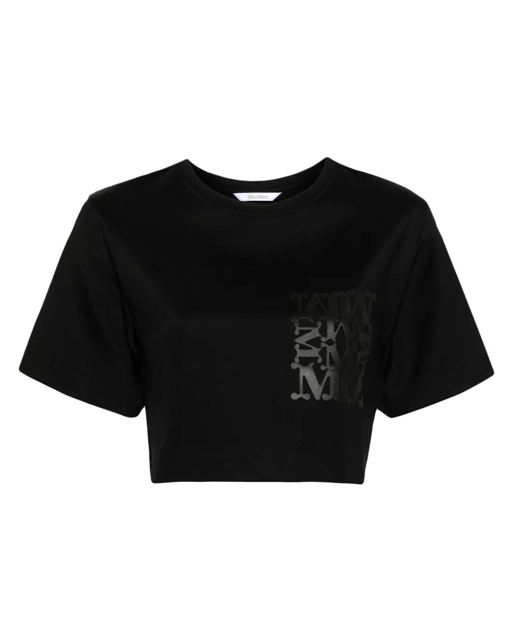 Max Mara Black Logo-Print Cropped T-Shirt