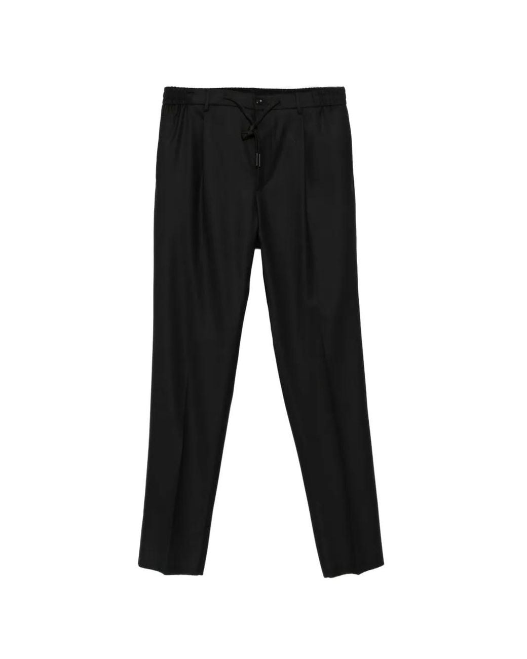 Tagliatore Black Drawstring-Waist Pleated Trousers for men