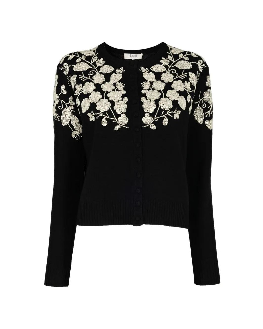 Sea Black Shiloh Bead-Embellished Cardigan