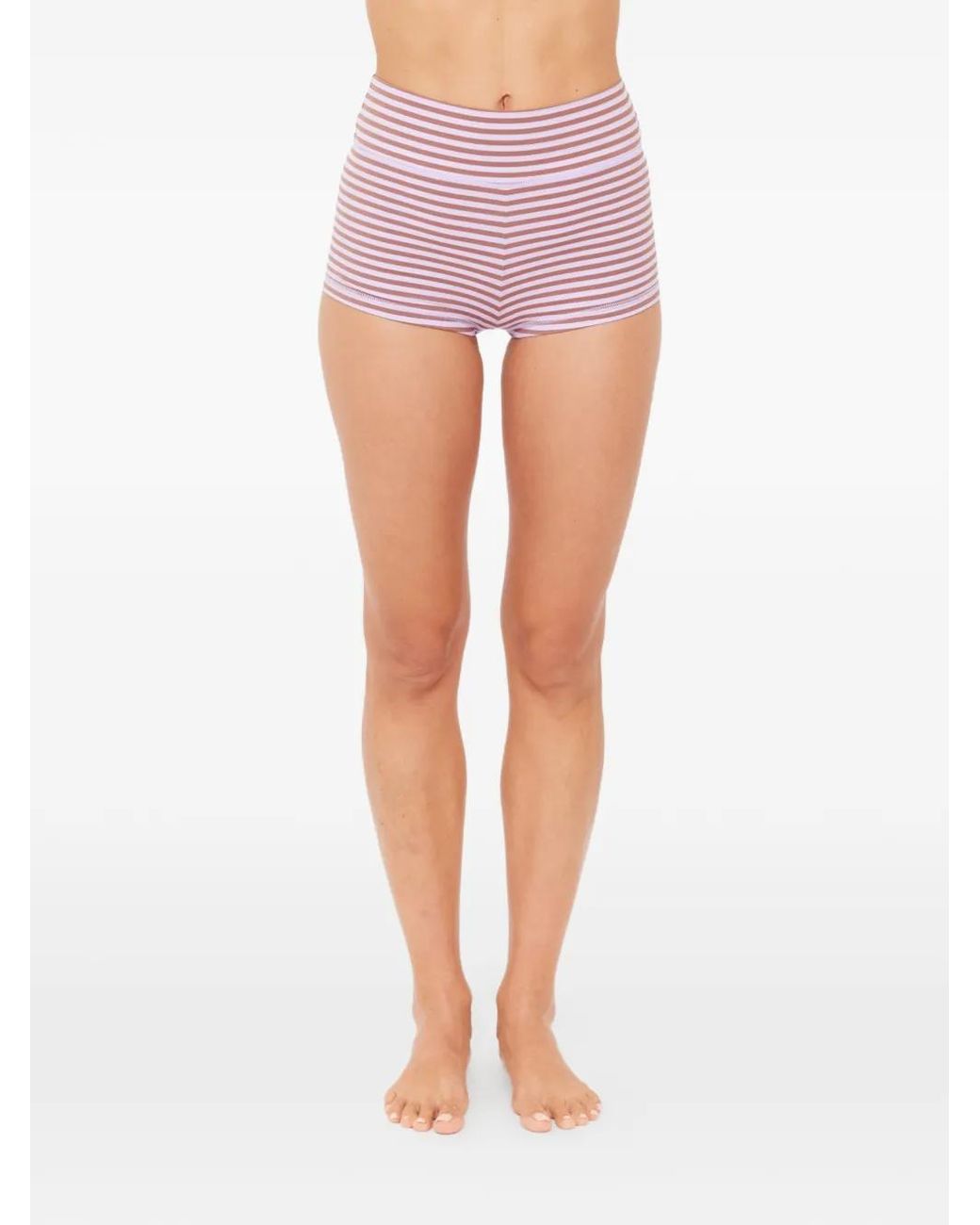 The Upside Red Miami Fox Striped Bikini Shorts