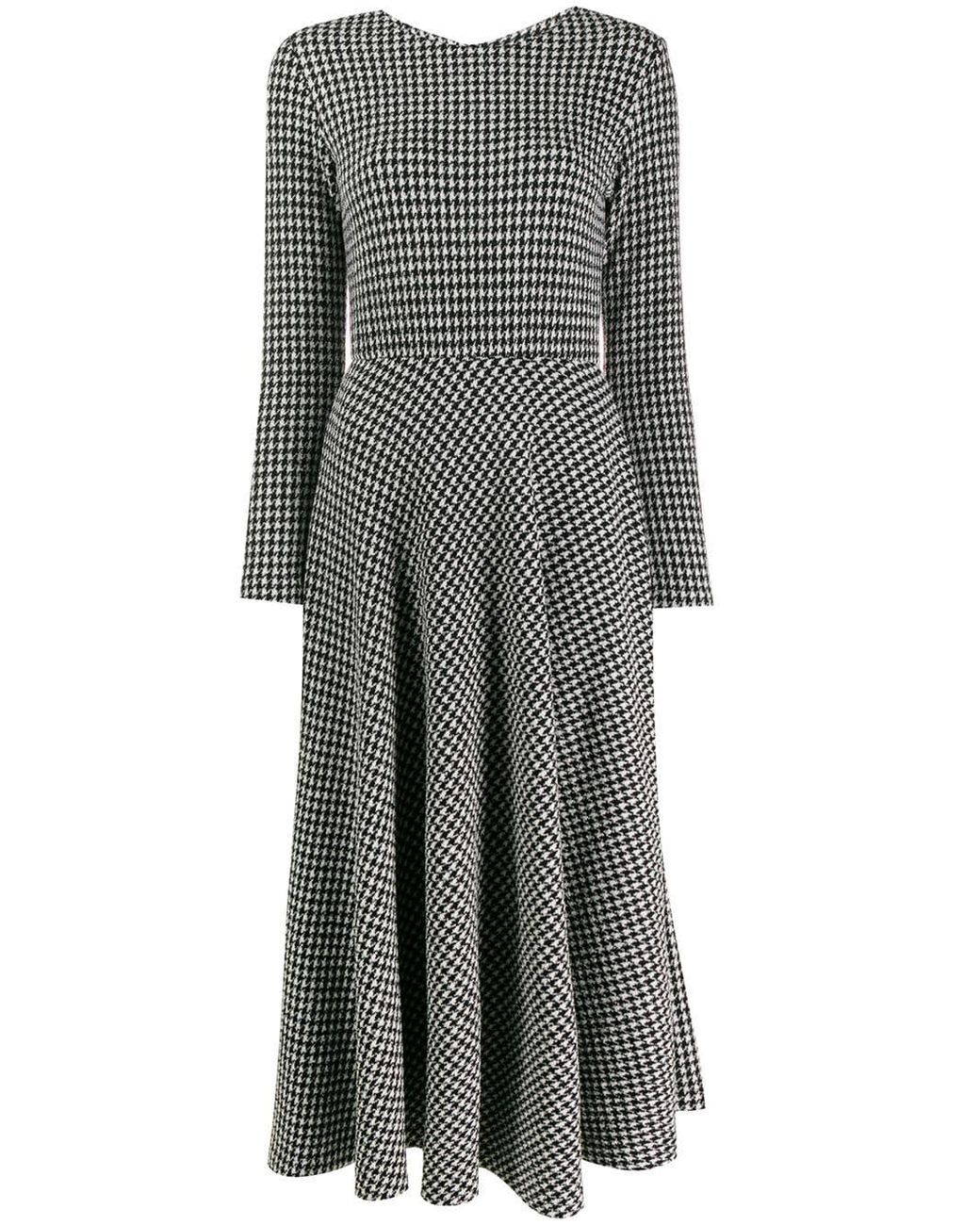 Harris Wharf London Wool Houndstooth Patterned Dress in Black - Lyst