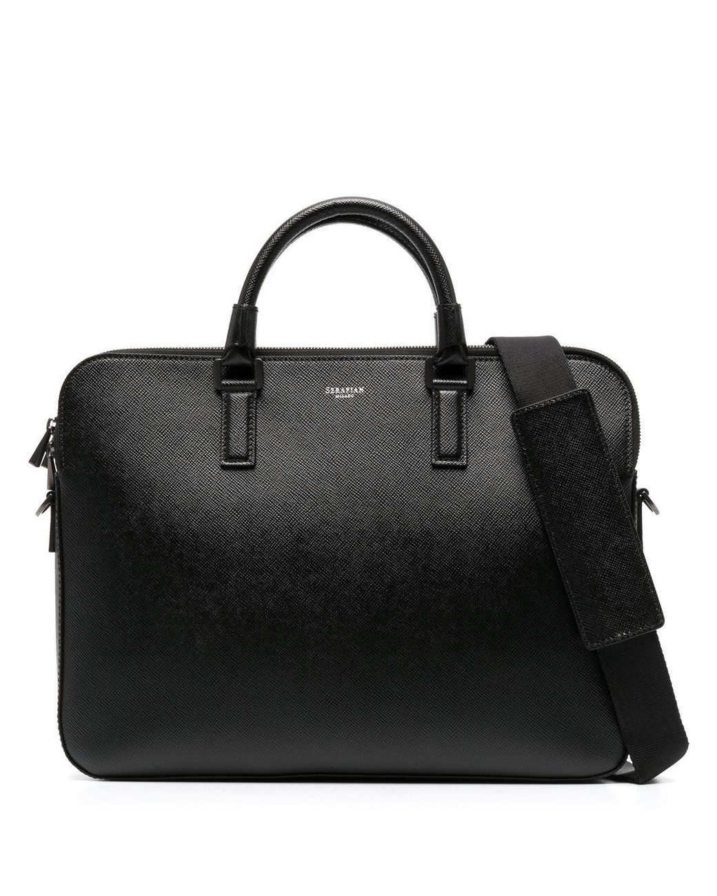 Serapian Leather Laptop Bag in Black for Men | Lyst