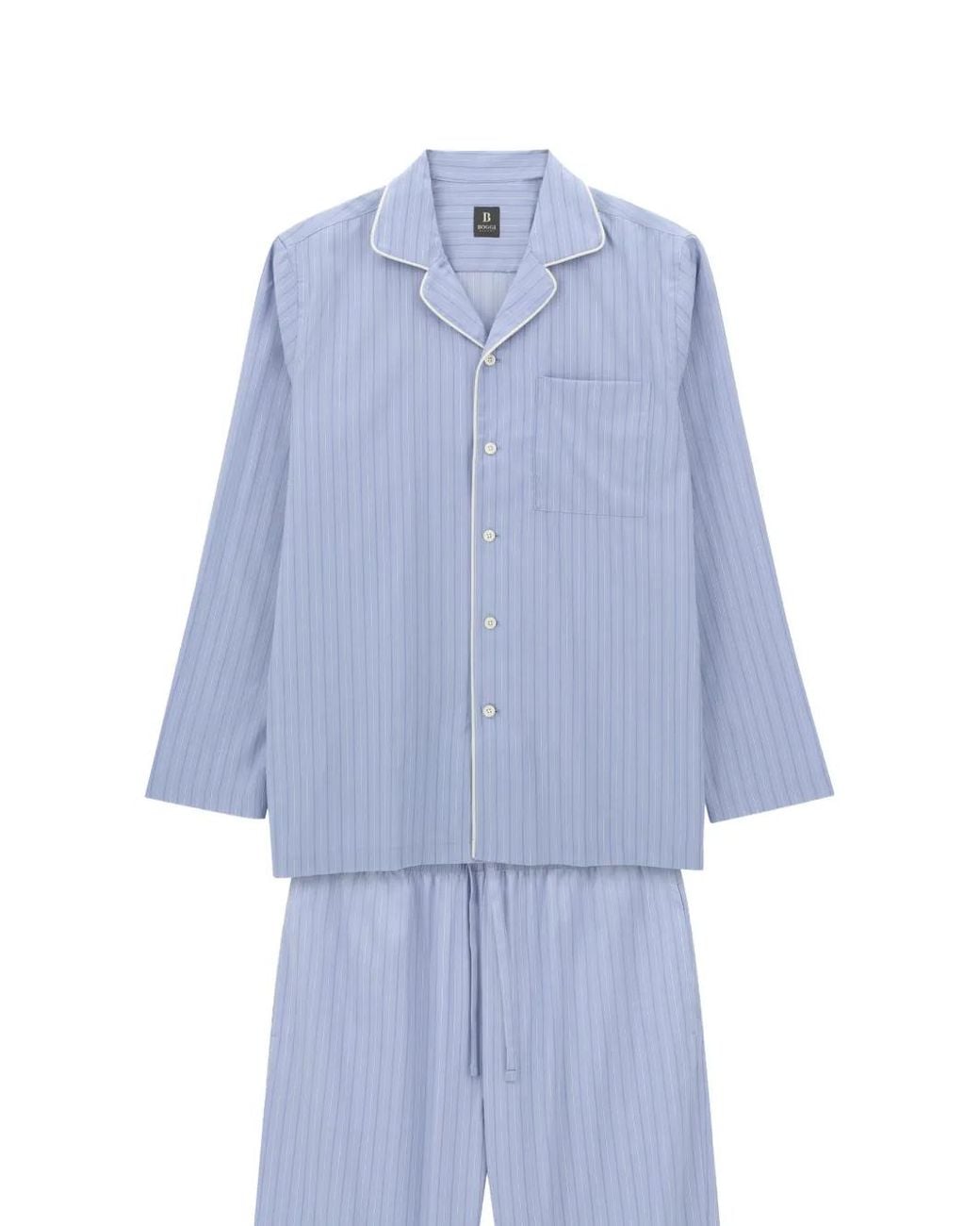 Boggi Blue Pajama Pinstripe Cotton Silk for men