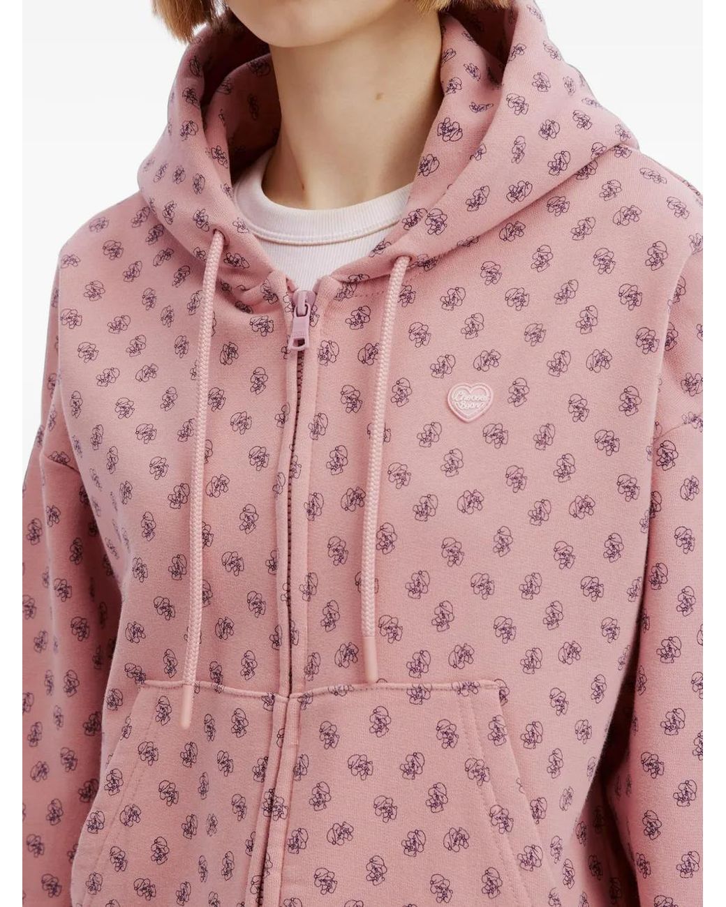 Chocoolate Pink Monogram-Print Zip-Up Hoodie