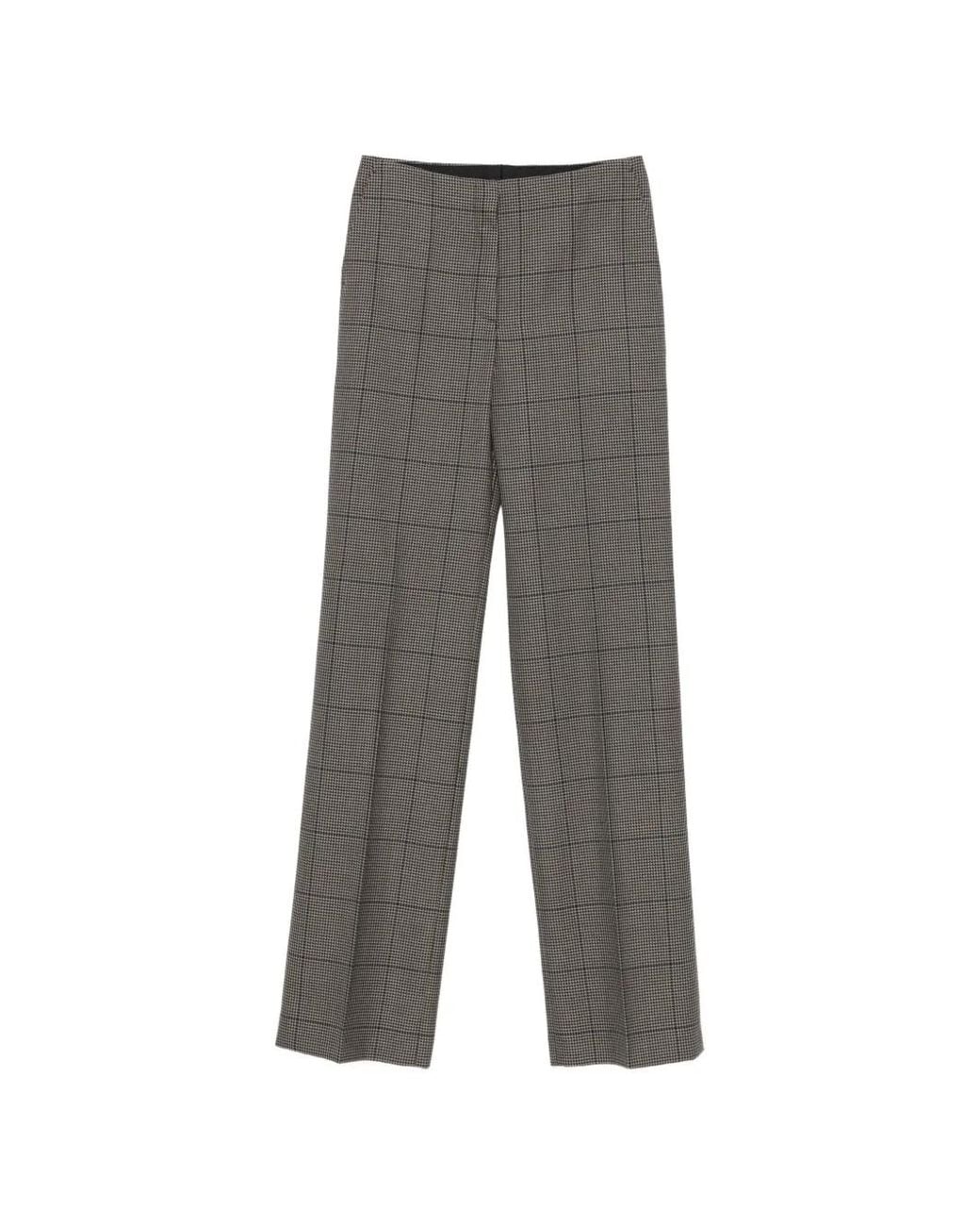 Mugler Gray Check-Pattern Trousers