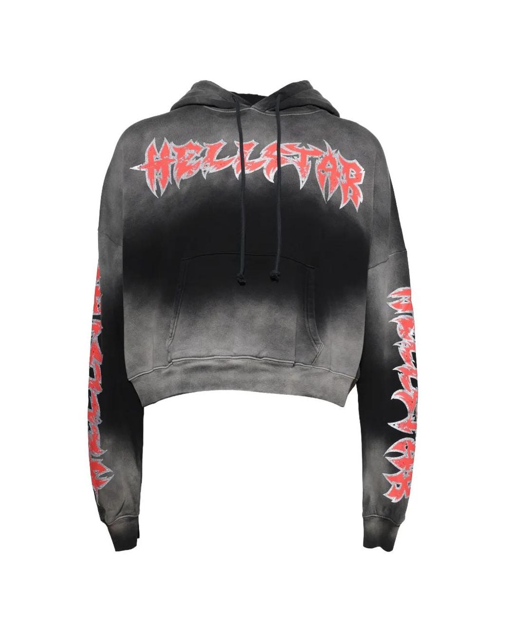 HELLSTAR Black Stars Shine Graffiti-Print Cropped Hoodie for men