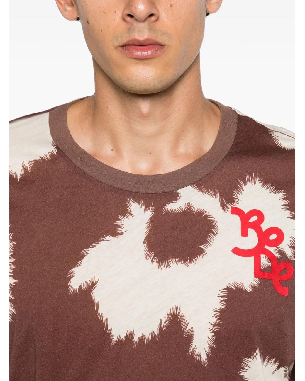 Bode Pink Cow-Print Logo-Embroidered T-Shirt for men