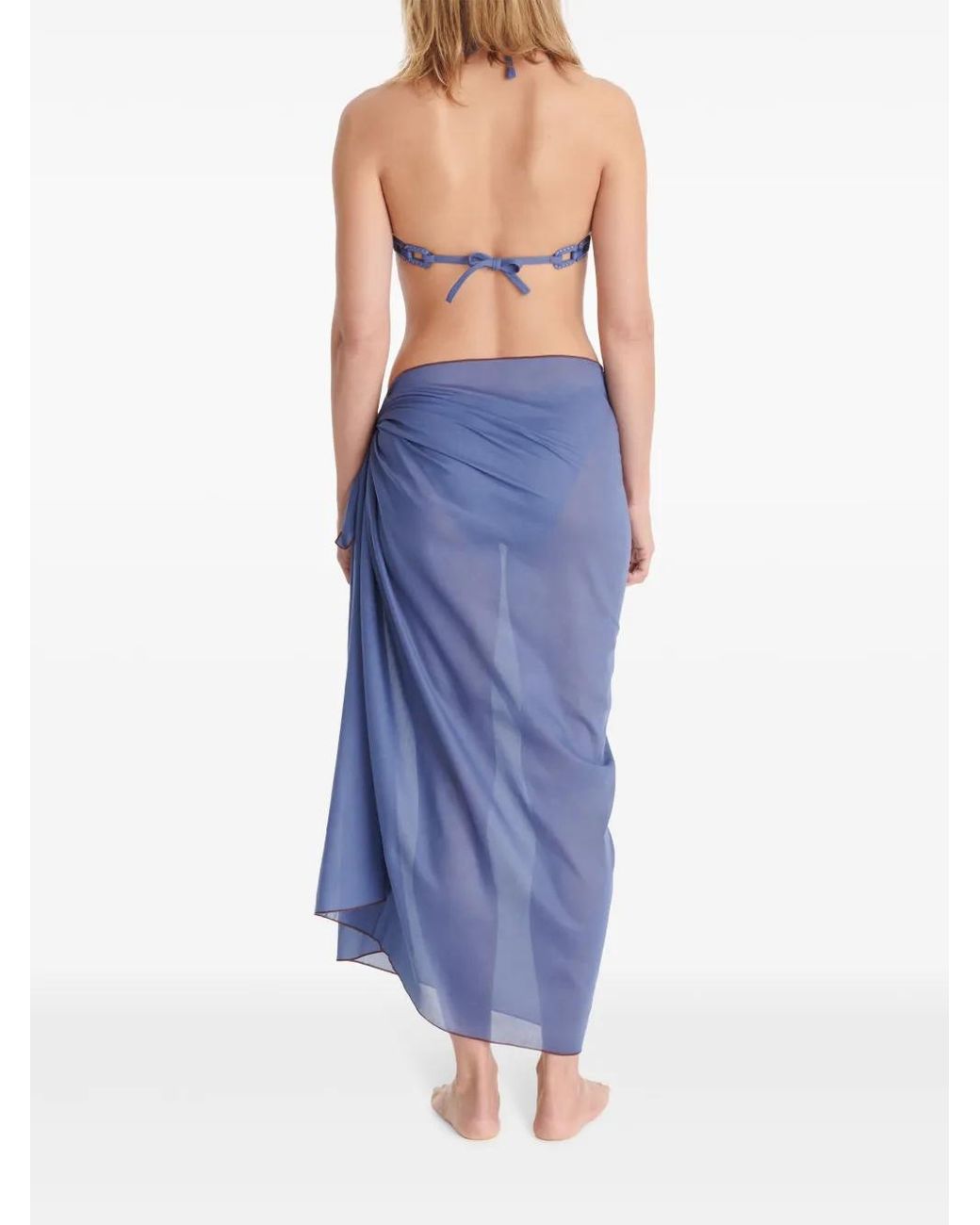 Eres Blue Cabine Logo-Embroidered Sarong