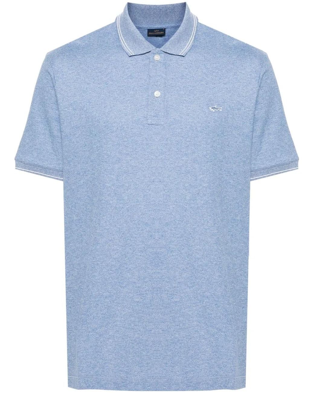Paul & Shark Blue Short-Sleeve Cotton Polo Shirt for men