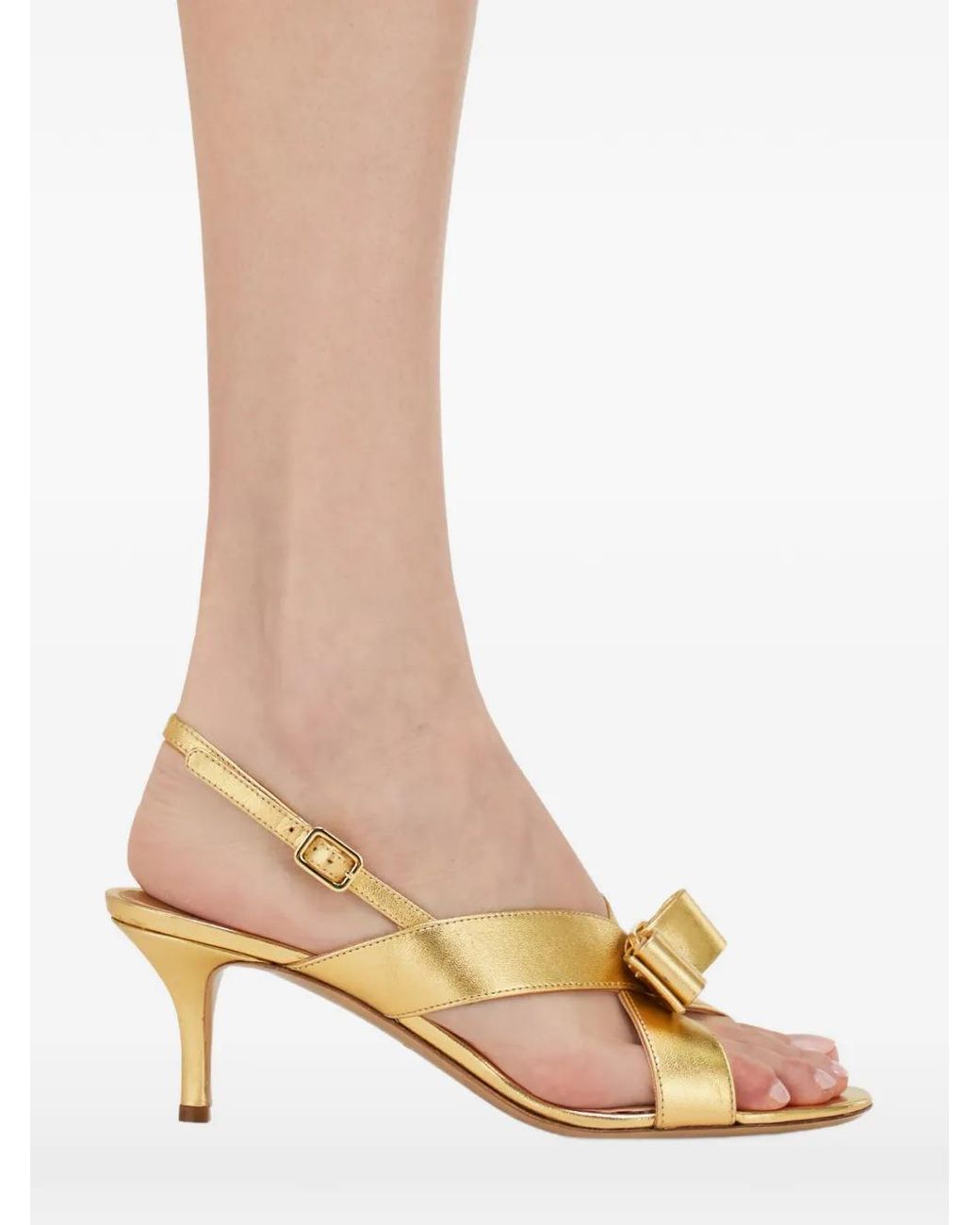 Ferragamo Metallic Vara Bow Sandals