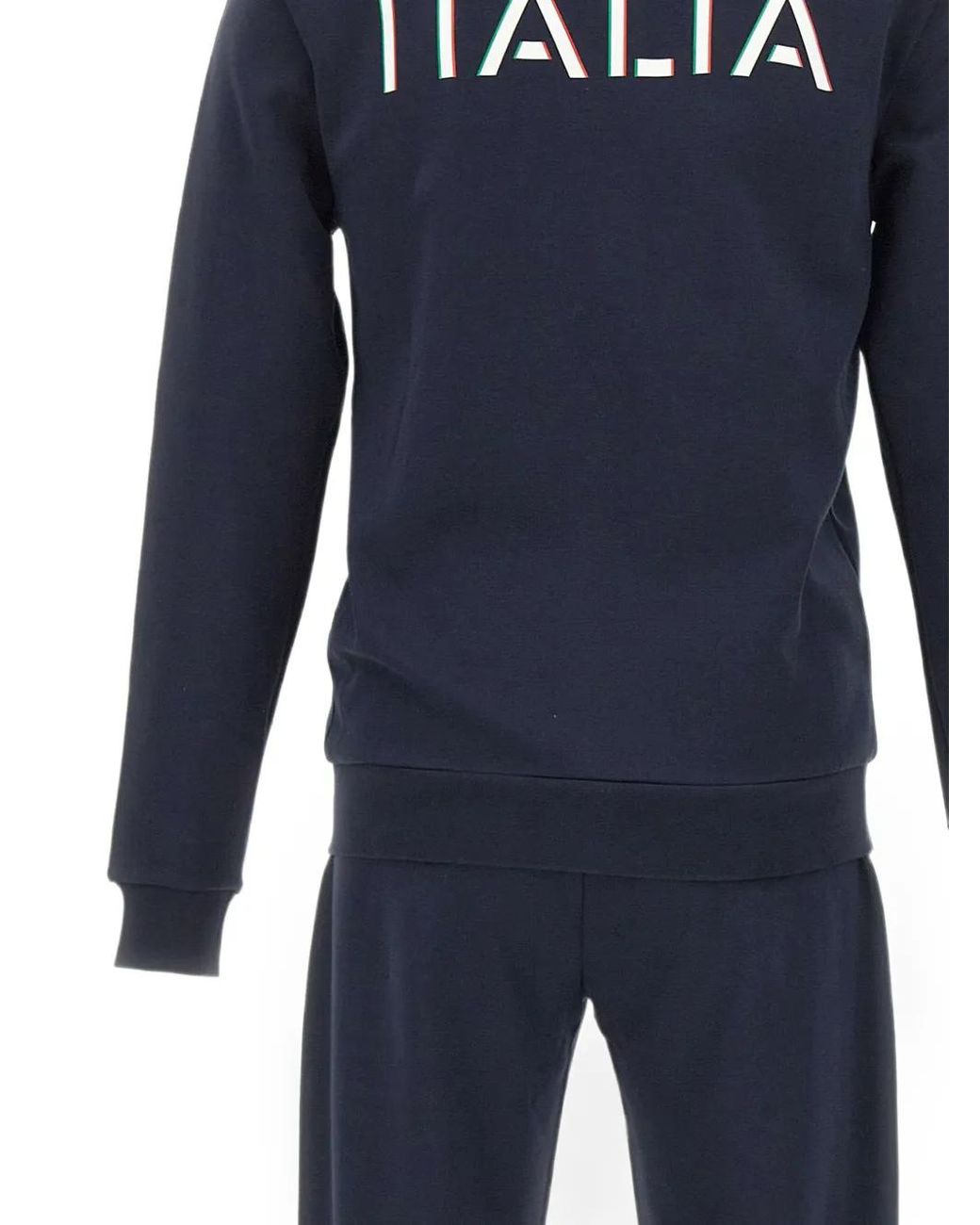 EA7 Blue Logo-Tape Tracksuit for men