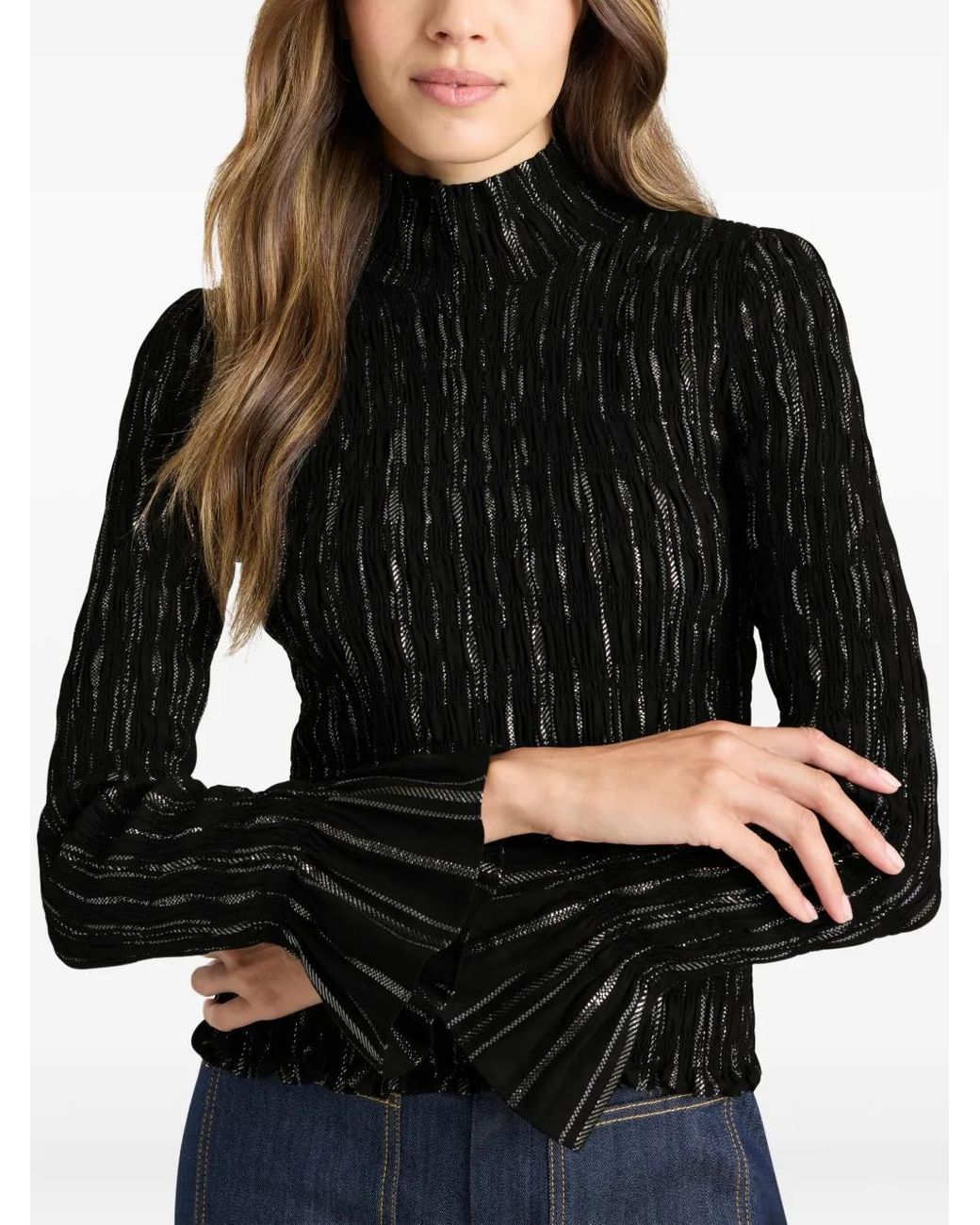 Cinq À Sept Black Cooper Ruffled Top