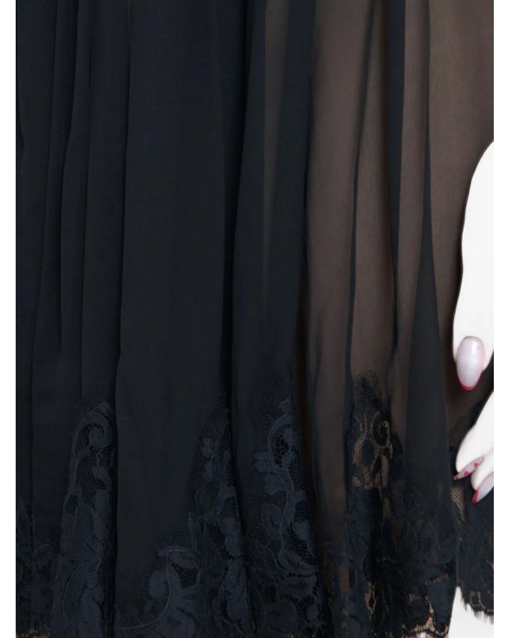 Dolce & Gabbana Black Lace-Trim Silk Mini Dress