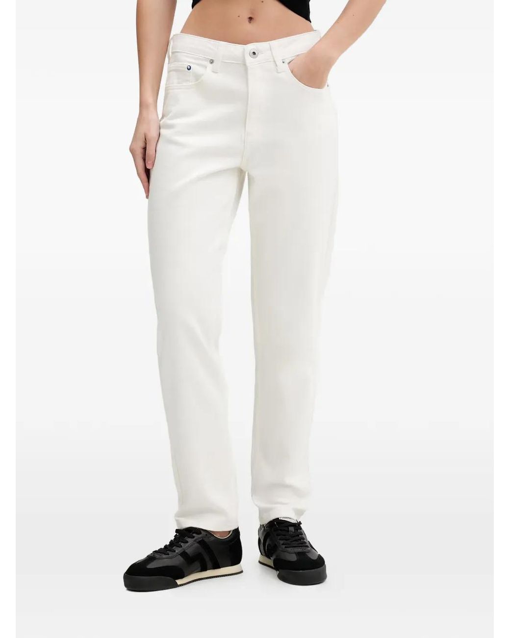 Karl Lagerfeld White Logo-Patch Jeans