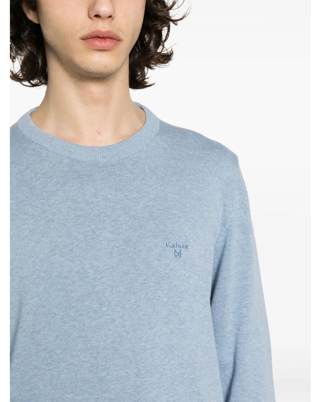 Barbour Blue Pima Cotton Jumper for men