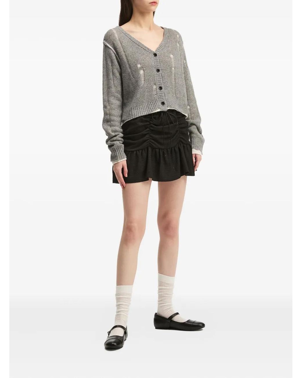 B+ AB Black Ruffle-Hem Mini Skirt