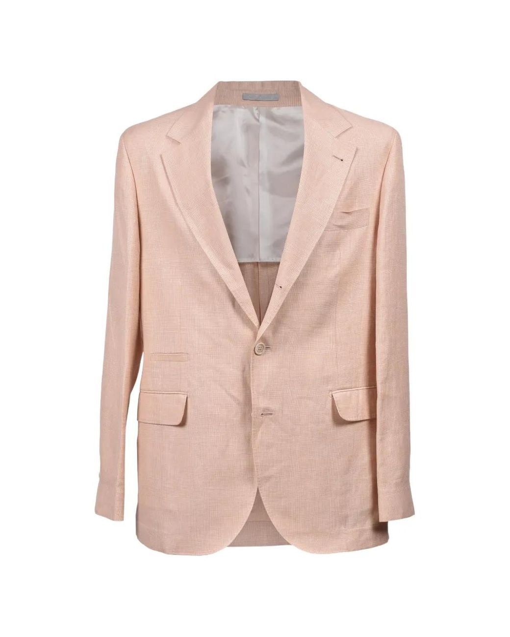 Brunello Cucinelli Pink Single-Breasted Wool Suit for men