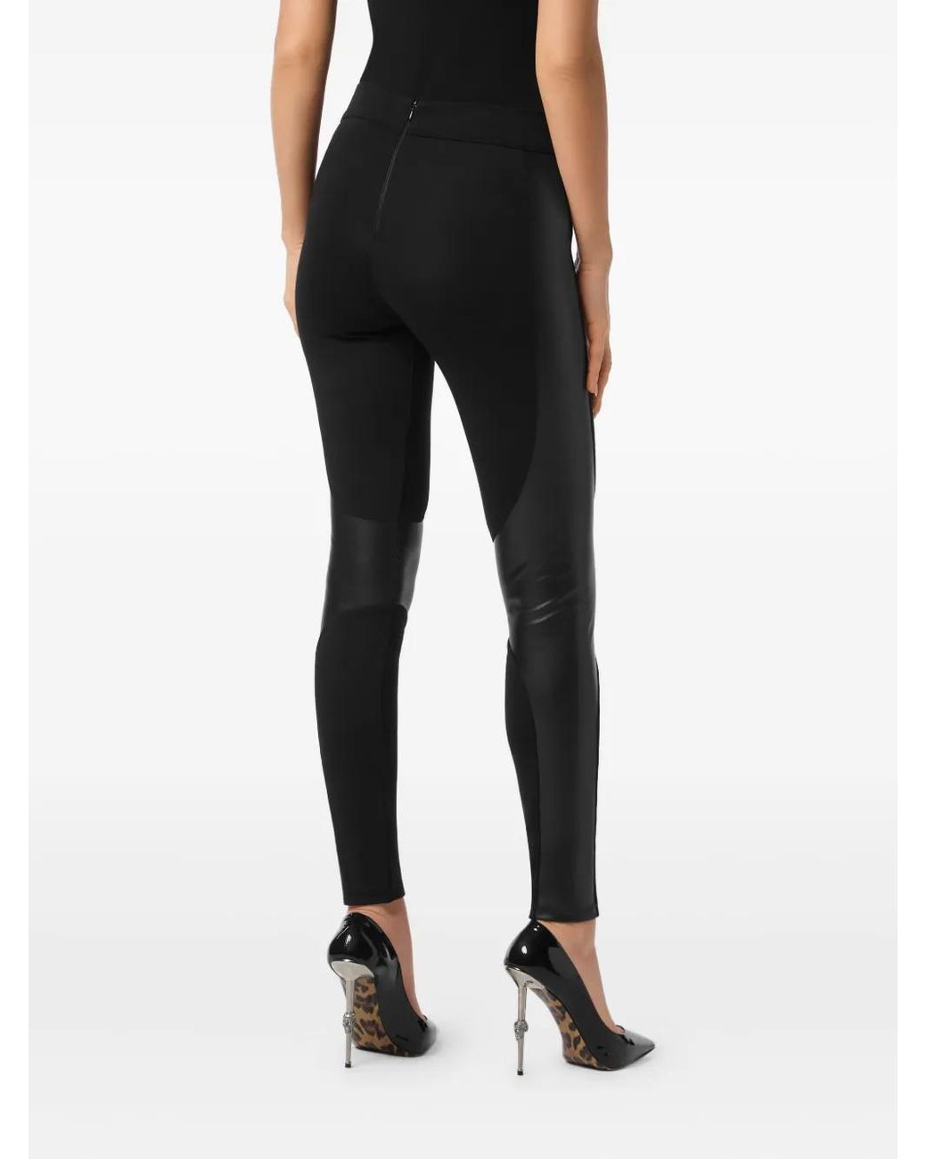 Philipp Plein Black Faux-Leather Leggings