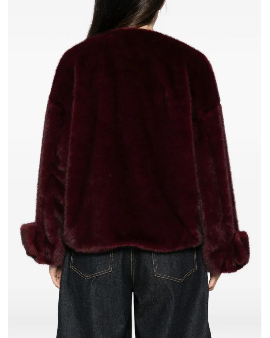 Antonelli Red Faux-Fur Wide-Collar Jacket