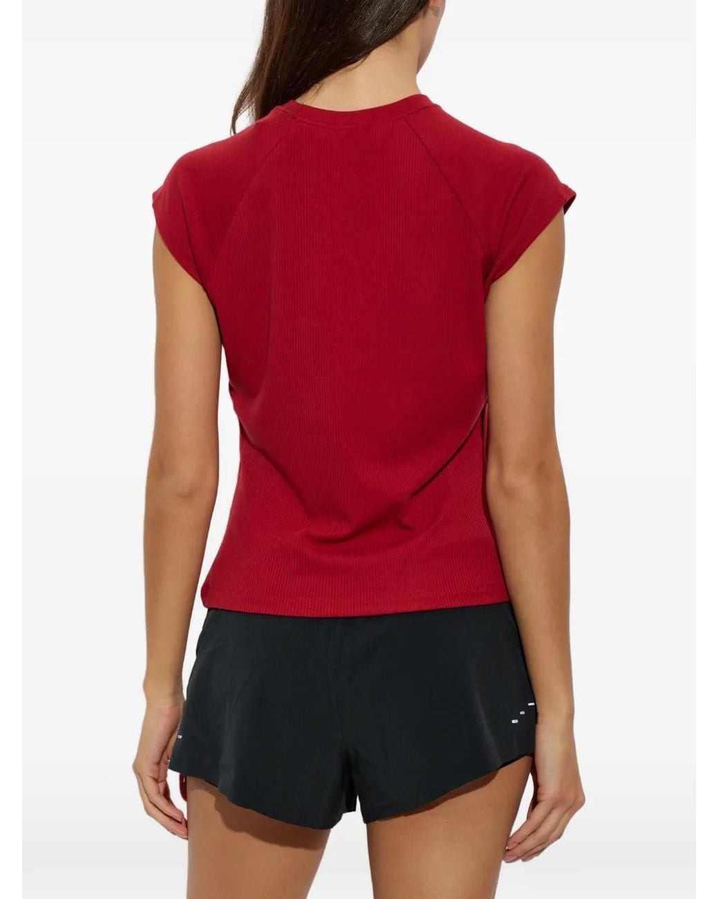 Nike Red Sportswear Chill-Knit Tight Short-Sleeve Ribbed Top