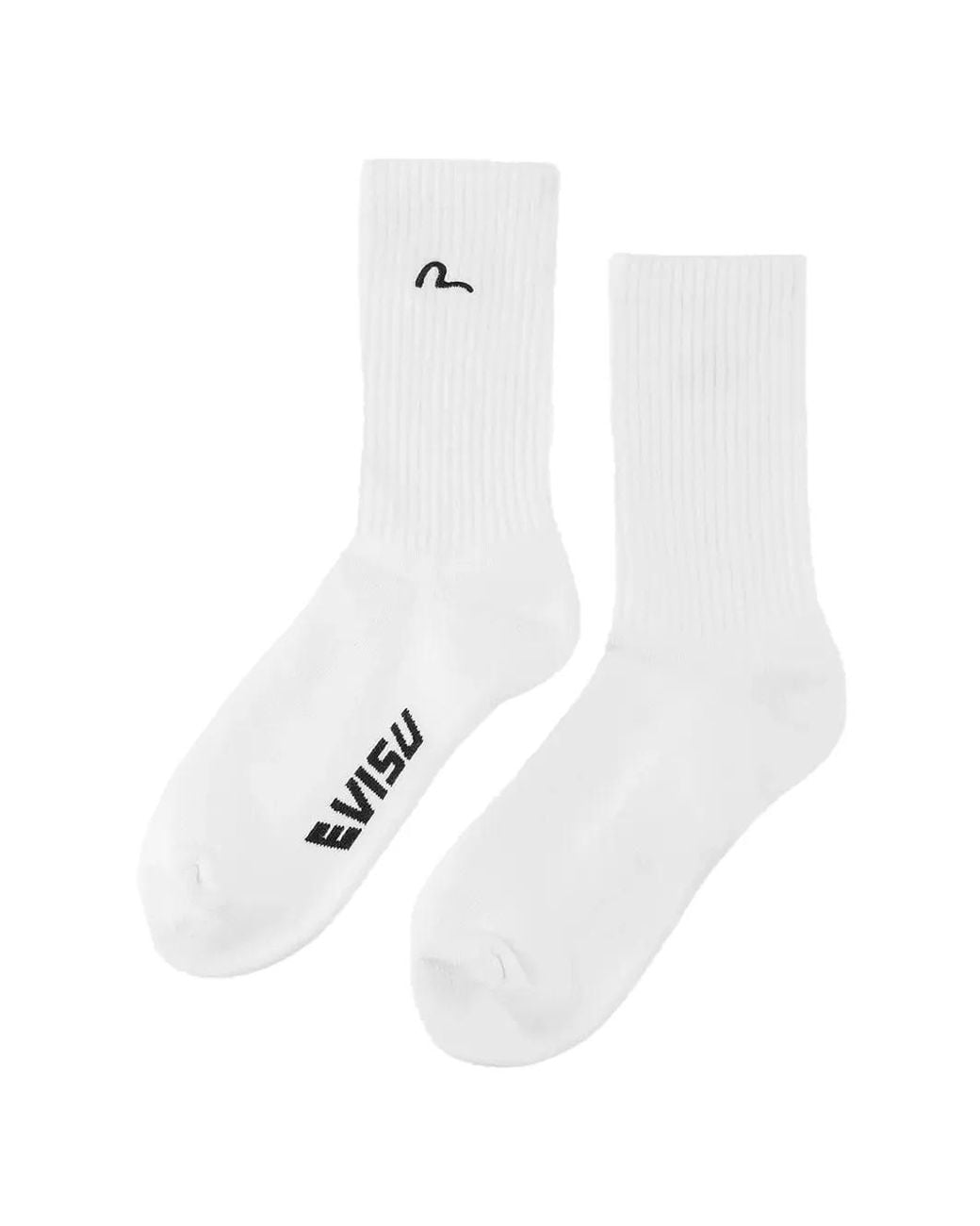 Evisu White Seagull Logo-Embroidered Socks